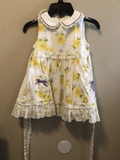 Charming Vintage Yellow Floral Dress With Peter Pan Collar, Circle Skirt, Slip