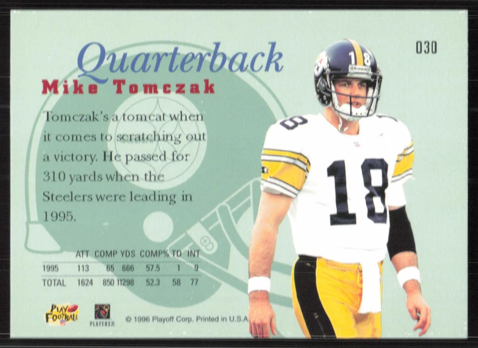 Mike Tomczak, 1996 Playoff Prime, #030, Pittsburgh Steelers, - Image 2 of 2