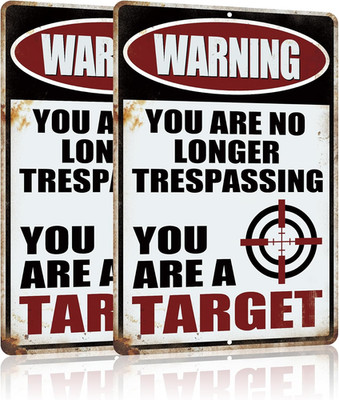 You Are a Target 2 Pc Funny Warning Metal Tin Signs Yard Garage Fence Wall Decor