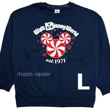 Walt Disney World Mickey Mouse Icon Peppermint Swirl Holiday Sweatshirt LARGE