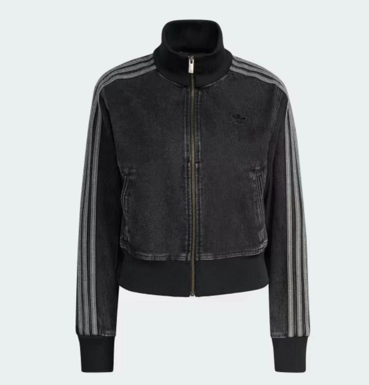 Adidas Firebird Black Denim Track Top Jacket | size L | KD2898 Women's NEW