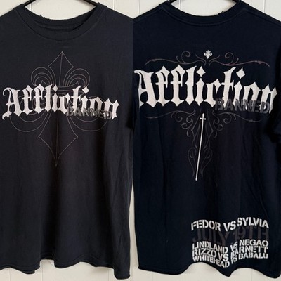 Affliction Banned Fedor vs. Sylvia Black Shirt MMA Grunge Y2K USA Made Men M GUC