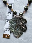 Beaded Necklace 925 Sterling Silver Abalone GrapeVine Leaf AB Crystal Faux Pearl — photo 9