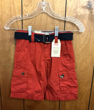 NWT Levi Youth Cargo Red Belted Short, Size 7 Reg 6-7 