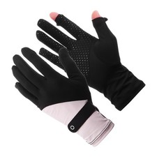 Sun Gloves for Women, 9 Inch & 2Pcs & Ice Silk & Black Purple