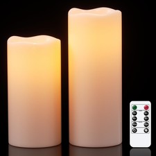 GenSwin Outdoor LED Flameless Candles, 2-Pack w/ Remote Timer, IP65 Waterproof