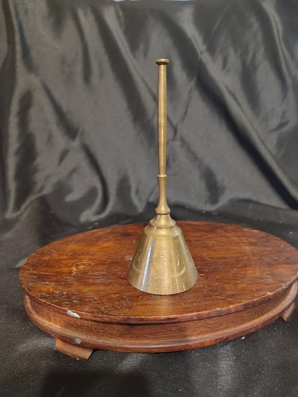 Vintage Brass etched hand bell made in India 5.5"