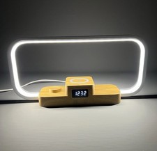 Bedside Art Dimmable Lamp Touch Night Light Clock Wireless Charger & USB Port