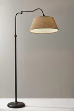 "61"" Bronze Arched Floor Lamp With Brown Fabric Empire Shade"