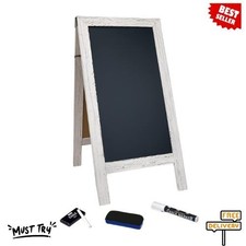 NEW Magnetic A Frame Chalkboard Sign 20x40 Standing Easel Whitewash