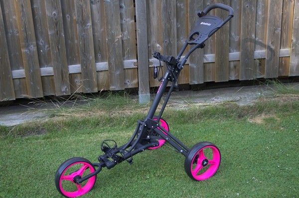 Fastfold 3-Rad Golftrolley Golf Trolley Trolly Golfwagen Golfcaddy Schwarz/Pink-image
