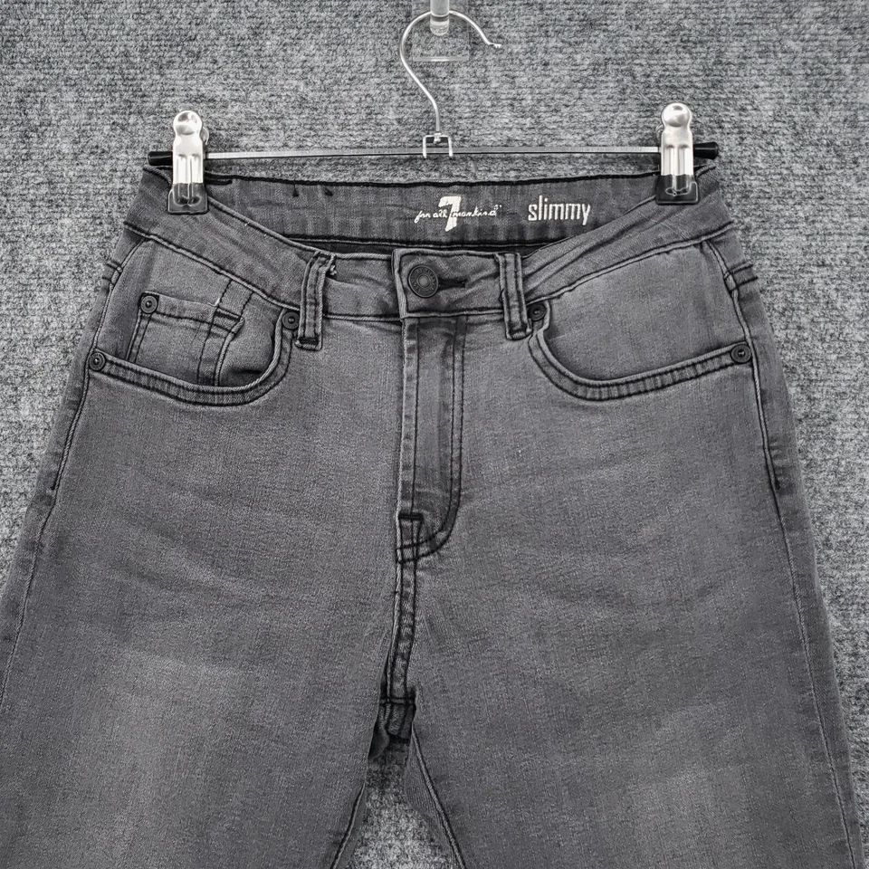Pantalones de mezclilla 7 para toda la humanidad niña 12 jóvenes gris ajustado pierna recta tiro medio Foto 3 de 4