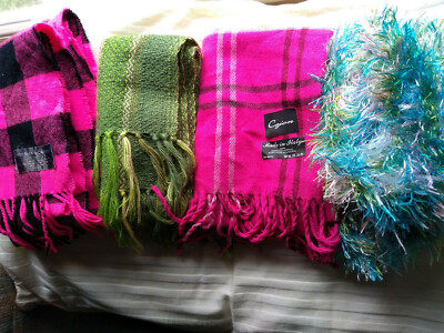 D & Y Softer than Cashmere, Cejon & Others Green Pink Black Blue Scarf 4pcs Lot