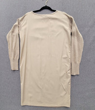 Lauren Ralph Lauren S Tan Farheen Twill Front Sweater Mixed Media Shift Dress