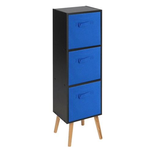 Librería de almacenamiento de madera de 3 niveles estilo escandinavo patas dormitorio inserciones coloridas - Imagen 37 de 48