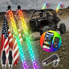 WEISEN Pair 4ft RGB Spiral LED Whip Light+Wire For Can-Am Maverick R X RS 24-25