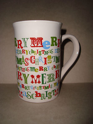 NEW Merry Christmas 12 oz Ceramic Mug  4 3/4'' x 3'' Add Hot Choc Packet NICE GIFT