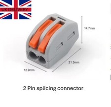 2-Pin Electrical Connectors Wire Block Push In Terminal Wiring Cable Reusable UK