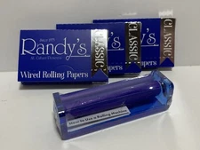 4 PC RANDY'S BUNDLE 3 PACKS of 1 1/4 CLASSIC Wired PAPERS + 79MM ROLLING MACHINE