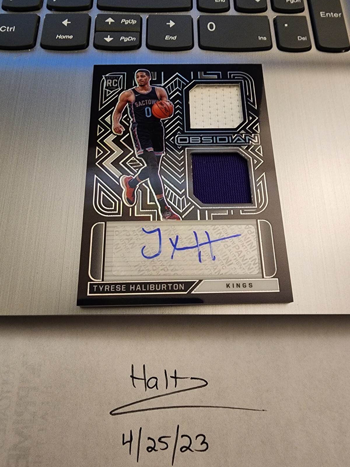 Tyrese Haliburton 2020 Panini Obsidian Rookie Jersey Ink Autograph 42/49