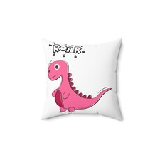 Roar Dino Side Male  Female Dinosaur Cute Spun Polyester Square Pillow
