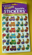 1999 TREND SPARKLE STICKERS MERRY MUSIC NOTES 2 SHEETS 72 STICKERS SEALED