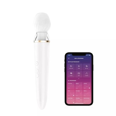 Massage Wand Women Black + App Enabled Double Wand-Er with Attachment
