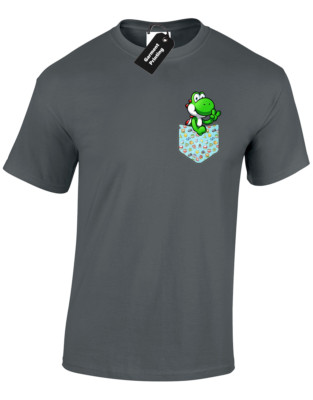 DINO POCKET HERREN T-SHIRT LUSTIG GAMER RETRO GAMING DESIGN GESCHENKIDEE (COL)