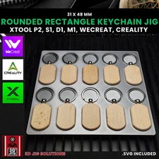 Diode & CO2 Laser Jig | Rounded Rectangle Wood Keychain Template