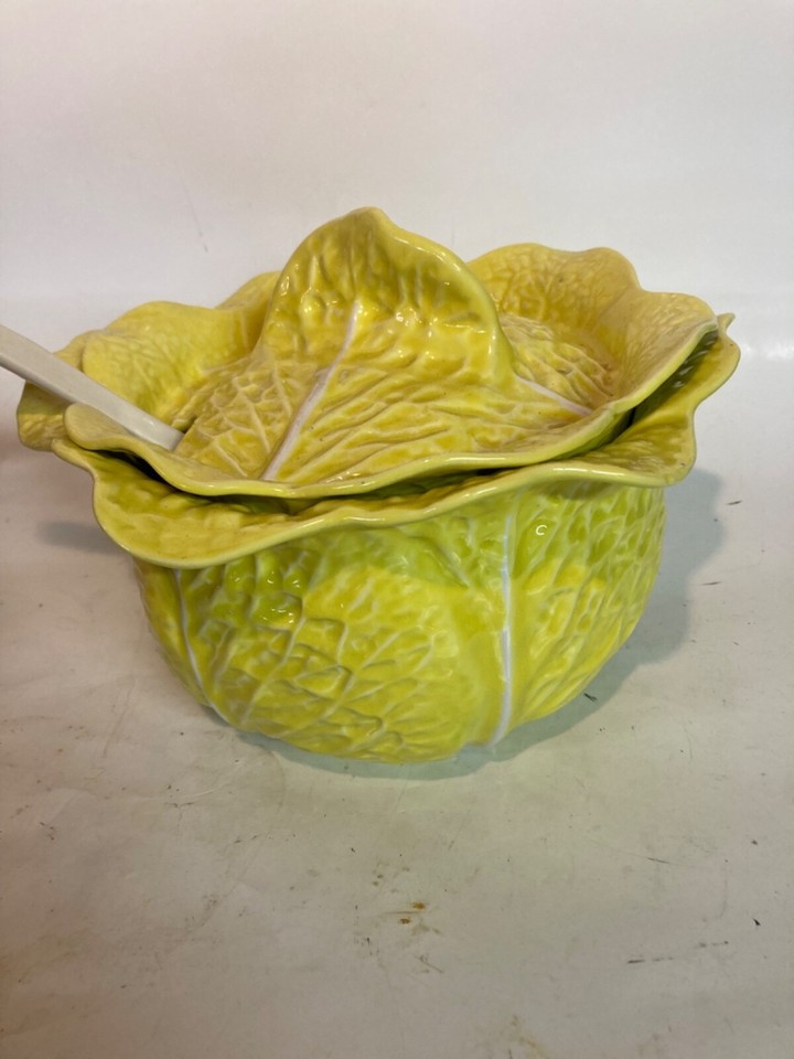 Large Ceremic Green Cabbage Soup Tureen with Lid and Serving Spoon eBay