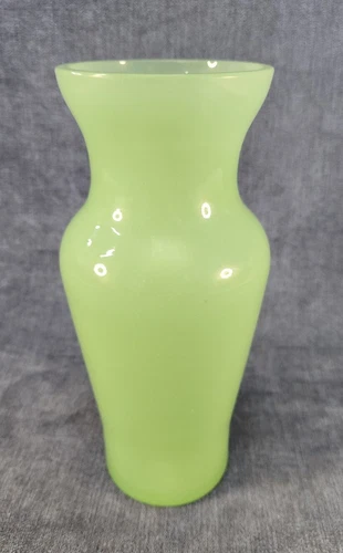 Ferro Murano Opaline Jade Green Art Glass Vase Label Vintage Mid-Century u-5.1B