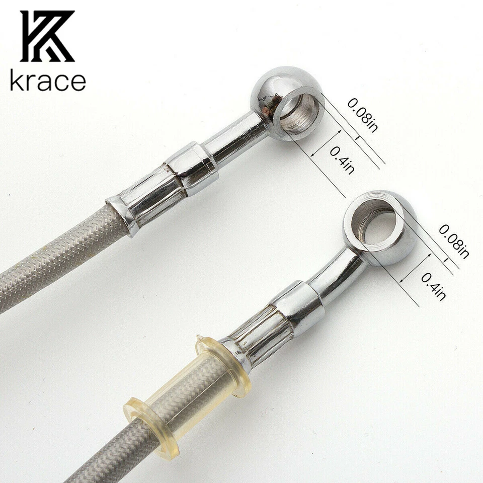 39cm-200cm Motorcycle Brake Hose Oil Line Pipe Hydraulic Stainless Steel Braided - Image 3 of 4