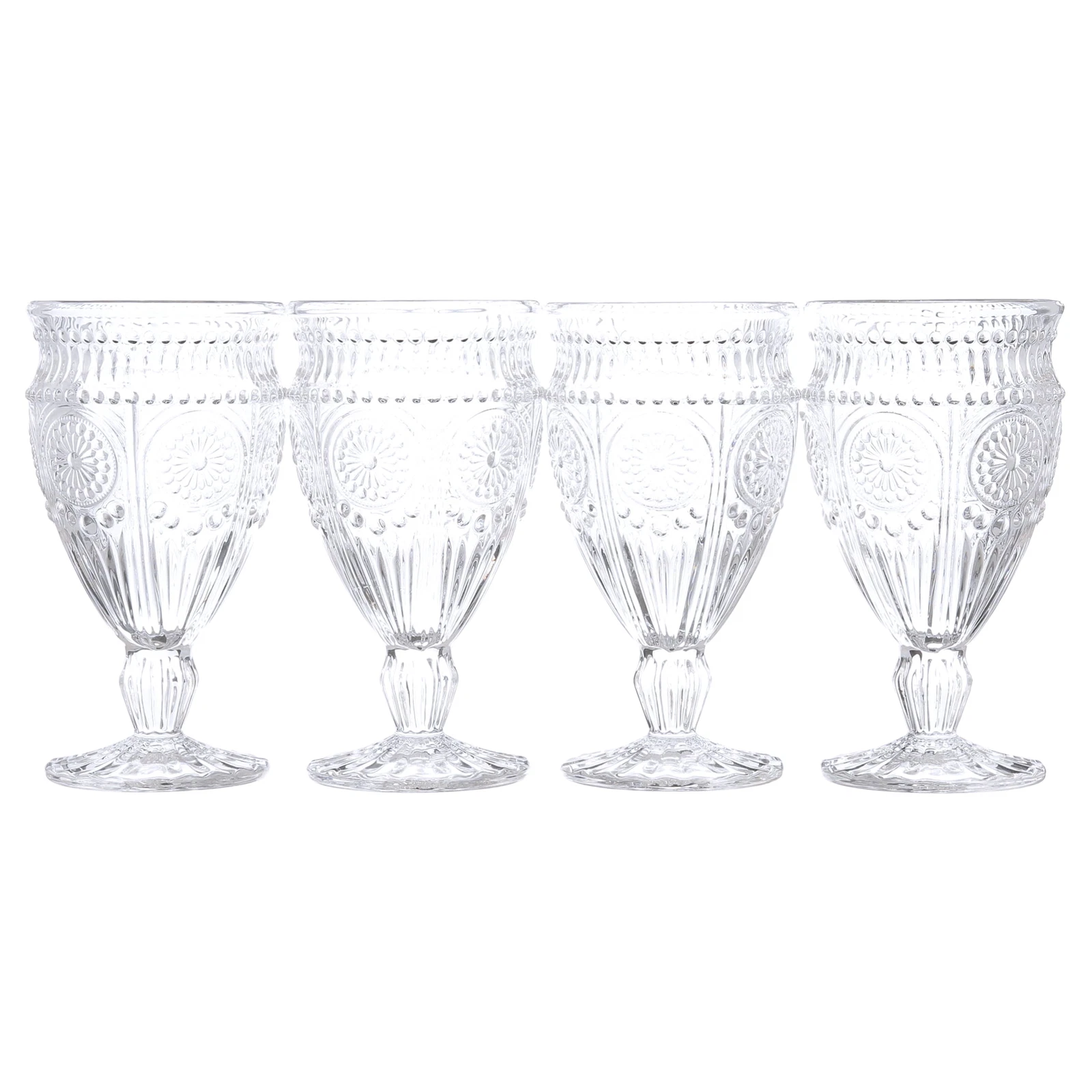 12 Ounce Footed Glass Goblets  Set of 4  Clear