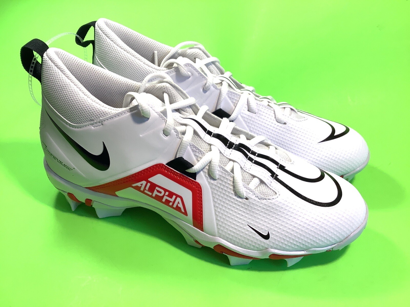 New NIKE ALPHA MENACE Men’s Football Cleats Size 8 White w/Black, Red thumbnail 5