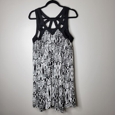 Vnl Styleline 2X Black & White Printed Strappy Flowy Knee Length Lined Dress  | eBay