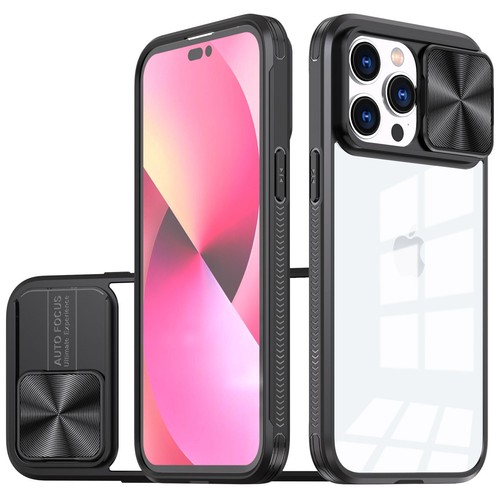 HD Transparent Case with Camera Privacy Cover for iPhone 14 Pro Max - Black - 第 1/1 張圖片