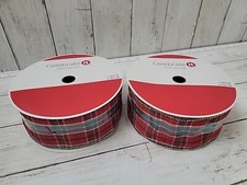 Celebrate It Christmas Noel Wired Jumbo Ribbon 2 1/2"x 80ft Red Green Plaid