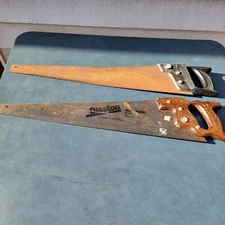 2 Vintage Disston  Handsaws D-23 26" 10 Point Crosscut