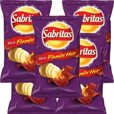 Sabritas Mexican Chips Extra Flamin hot 5 bags 45g each