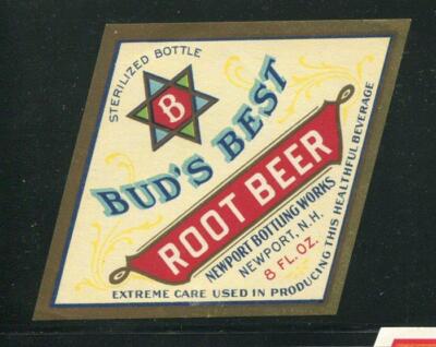 Buds Best Root Beer Soda Label Newport NH 4 5/8 x 3 5/8''