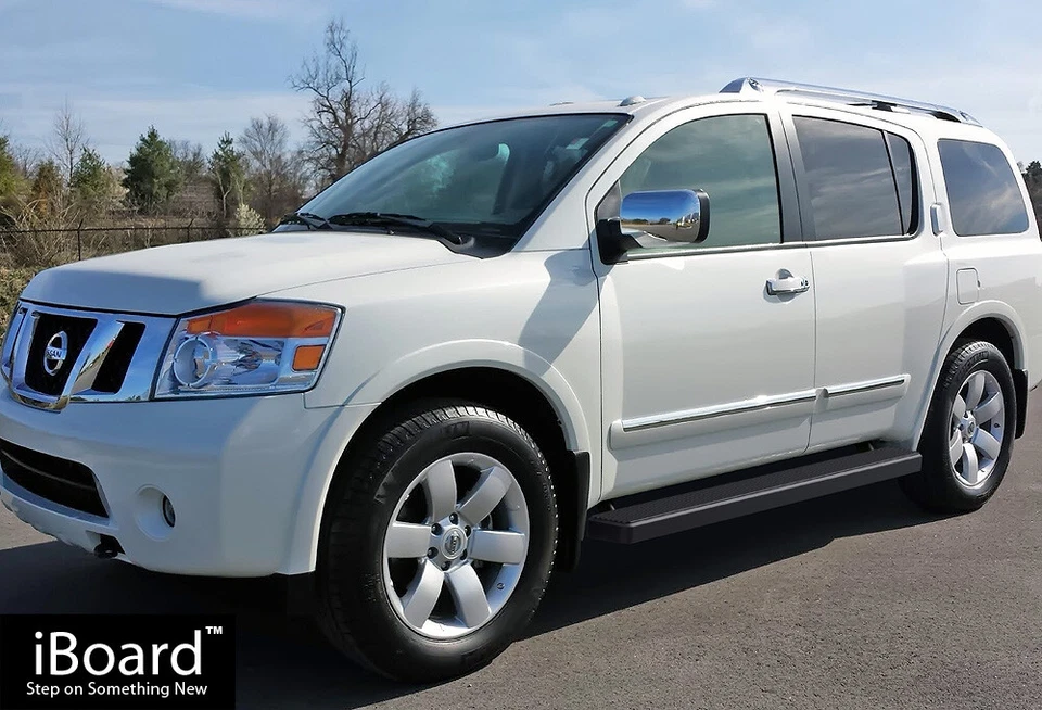 Escalones laterales iBoard negros premium de 5" aptos para Nissan Armada 04-16 Foto 2 de 4