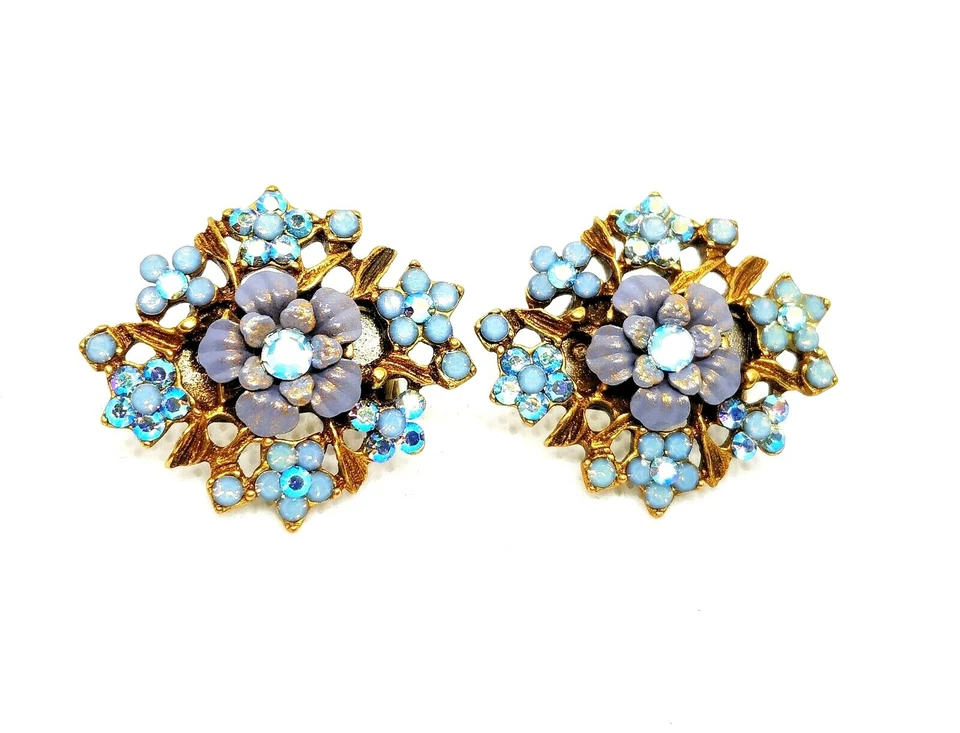 Preciosos Pendientes Firmados Elegantes Michal Negrin Cristal Azul Claro. Foto 3 de 4