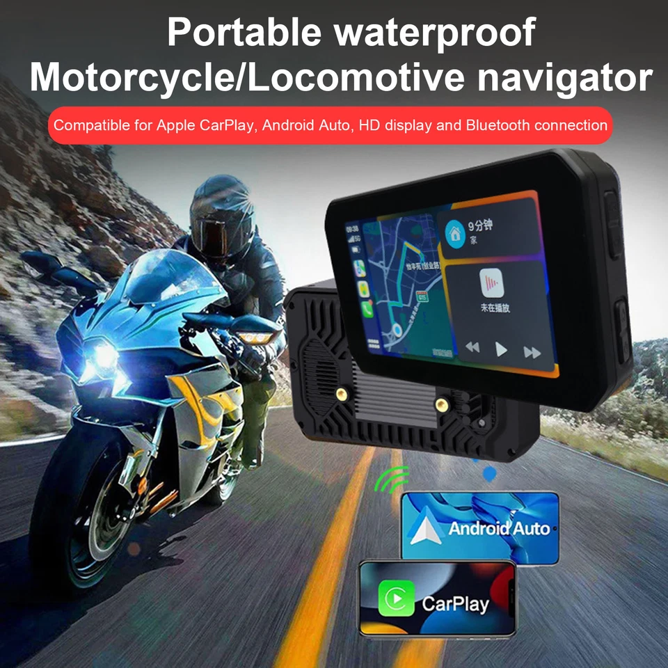 Navegación GPS Motocicleta Grabadora DVR Inalámbrica Carplay Android Auto Impermeable Foto 4 de 4