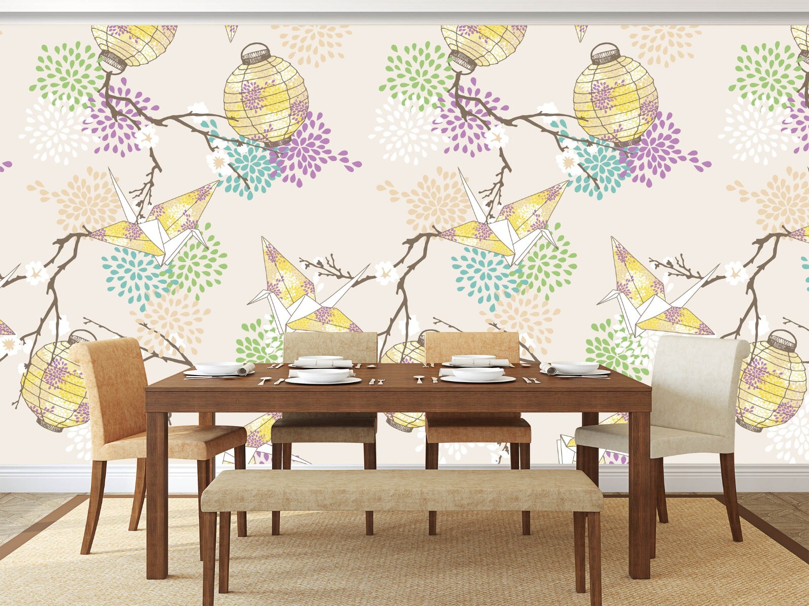 3D Self-Adhesive Paper Crane Wall Mural Removable Peel and Stick Decor ZHUA15880