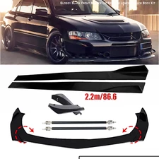 Front Bumper Lip Spoiler Splitter Glossy Black For Mitsubishi Lancer Body Kits
