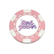 Pink Girl Power - Dia-magnetic Clay Poker Chip Golf Ball Marker Card Guard