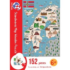 Scandinavia Map Wooden Jigsaw Puzzle for Children and Adults - 152-Piece