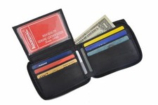 Genuine Leather Men's Zipper Zip-Around Organizer Bifold Wallet Black Brown Gift
