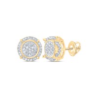 10K Gelbgold Rund Diamant 4 Zacken Gestuft Ohrringe 8Mm Statement Nieten 1/4 CT