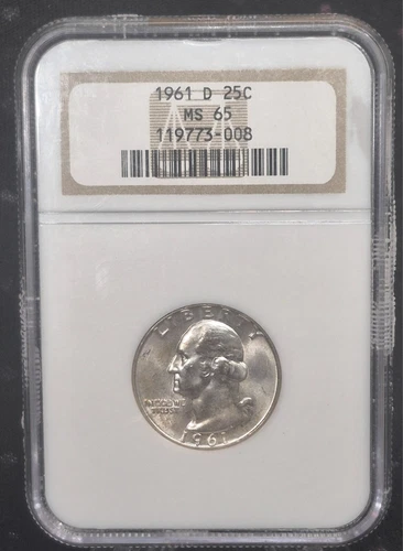 1961 D 90% Silver Washington Quarter NGC MS 65 Highly Collectable Vintage Case